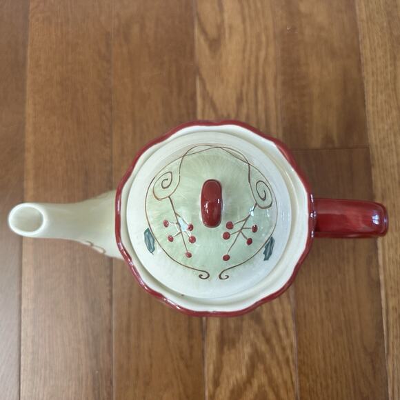 Vintage Pfaltzgraff Pepperberry Holiday Tea Pot & Dessert Plates Hand Painted - Picture 7 of 12